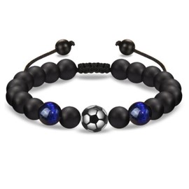 SHUOHONG Football Gifts Boys, Inspirational Football Gifts for Boys, Children's Bracelet for Boys with Futball Pendant, Bracelet Children Boys for Son, Grandson, Nephew, Brother, Glass beads