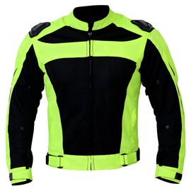 G4 VISION Motorcycle Jacket Riding Air Motorbike Jacket Biker Mesh CE Armored Breathable (X-Large, Fluorescent Green)