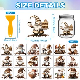 GLOBLELAND 18 Sheets 3.9x3.6inch Coffee Gnome Rub on Transfer Colorful Coffee Lovers Vase Home Decals Coffee Bean Cup Transfer Stickers for Furniture Vase Glass Art Crafts Decorations