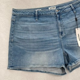 VIGOSS Jean Shorts Women's Plus 22W Medium Wash Blue Stretch Denim High Rise NWT