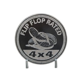 Flip Flop Rated - Solid Stainless Steel Metal 4x4 Badge Designed for Any 4x4 Vehicle - Made in The USA by CUSTOM4X4BADGES