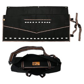 BULL TOOLS Standard Wrench Organizer 26 Pocket Roll Up Pouch, Tool Bag Metric & SAE Hand Crafted, Heavy Weight, Water Proof Ballistic Cotton Canvas - Coal Black - (Tools are not included)