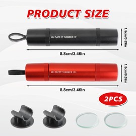 JRILUO 2-in-1 Auto Notfallhammer mit Gurtschneider, 2 Stück Multifunktionaler Sicherheitshammer, Notfallhammer Tragbarer, Glasbrecher Auto Essentials, Glasbrecher für Auto und Bus(Schwarz und Rot)