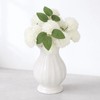 White Wavy Edge Ceramic Vase, Modern Ribbed Flower Vase for