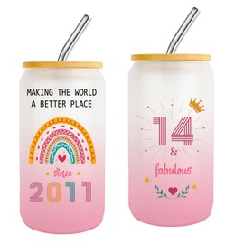 14 Year Old Girl Gift,14th Birthday Gifts for Girls 2025,Happy 14th Birthday Cups With Lids and Straws Gift Ideas,Fashion Gifts for Her,Thoughtful Presents for 14 Year Old Daughter,Niece,Sister