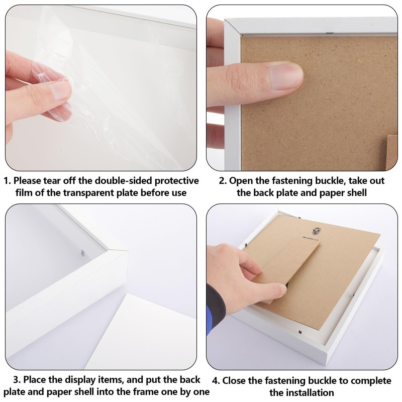 ASelected 3D Shadow Box Frame, White 8x8 inch Picture Frame