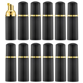 Lil Ray - Botella vacía de espuma de colores de 2 onzas, dispensador de jabón espumante de viaje para champú de pestañas, jabón de manos, limpiador de espuma, Black&gold 3, 12 PCS