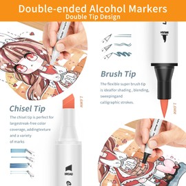 HOMSAILMO Skin Tone Art Markers, 30 Flesh Colors Alcohol Based Markers Pens Set, Dual Tips Brush&Broad for Professional Artists Drawing Sketch Portrait Comics Coloring