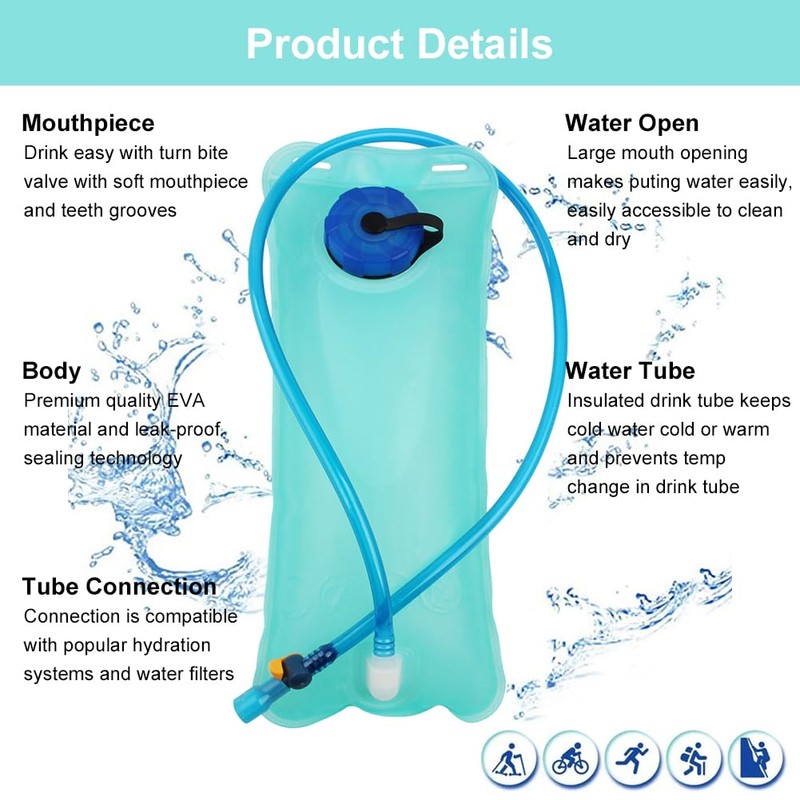 Hydration Bladder with Hose, 2 L Hydration Bladder, Water Bladder