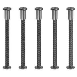 PATIKIL M8 x 70 mm Hex Chicago Screws, 5 Set Binding Screw Posts Connecting Hex Drive Socket Cap Bolt Nuts for Scrapbook Leather Belt Album Photo Furniture Repair, Black