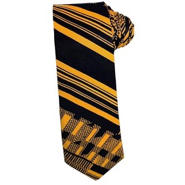 Dupsie's Black and Gold Kente African Print Necktie with Pocket Square