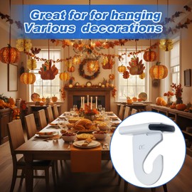 Hotop 20 Pairs Drop Ceiling Hooks for Hanging Ceiling Tile Hooks Aluminum Suspended T-bar Metal White Heavy Duty Right and Left Grid Clips Hanger for Classroom Office School Decoration