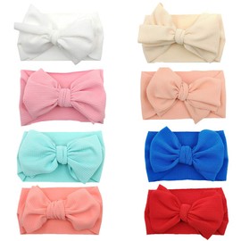 Steewarts Baby Girl Bow Headbands Newborn Hairband Baby Turban Knotted Elastic Headwrap for Toddler Hair Accessories (AA03-8PCS)