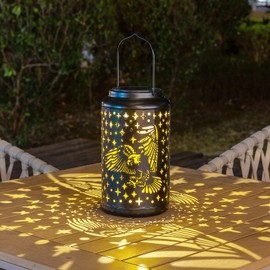 pearlstar Eagle Lantern Outdoor Solar Hanging Lantern Lights Decorative Table Solar Lamp Waterproof for Patio Yard Garden Lawn Landscape Lighting, Gardening Decor, Black, Eagle