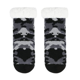 Kids Non Slip Cute Slipper Socks Fuzzy Socks Cozy Thermal Winter Floor Socks Boys Girls 8-12 Years Black Grey Camo 8-12 Years