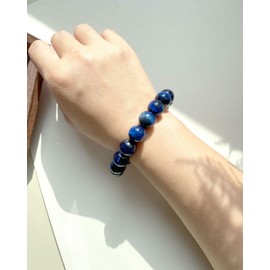 Lightock 12mm Round Beads Stretch Bracelets for Men Women Gem Semi Precious Gemstone Beaded Bracelets 7 Inch Unisex Gifts, Large, Stone, tiger eye