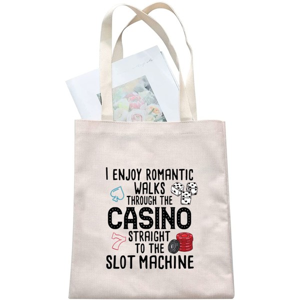 G2TUP Funny Gambler Gift Idea Casino Lovers Cosmetic Bag Slot Machine Casino Gambling Accessories Pouch (Enjoy Romantic Walks Tote)