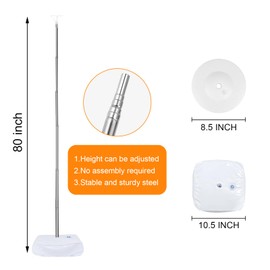 Balloon Column Stand Set of 2, 6.6ft Balloon Arch Stand Adjustable Balloon Column kit with Base Telescopic for Baby Shower Wedding Birthday Graduation Party Decorations (2)