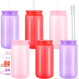 Alohastarttg 16oz Plastic Mason Jars (Jelly Pink, Red, Purple)