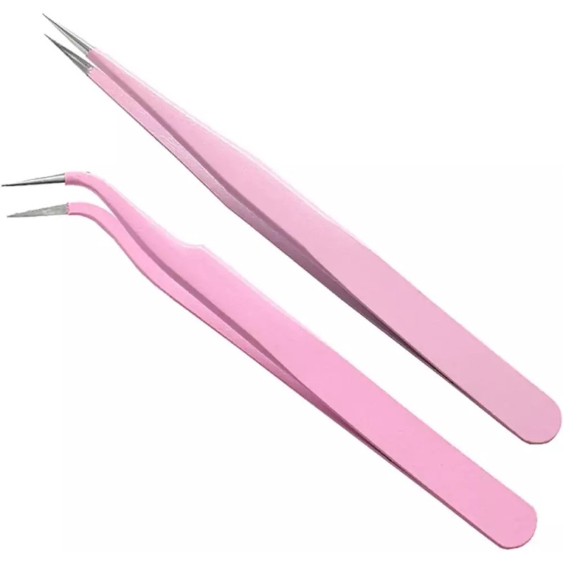 스티커 속눈썹 연장용 맥스 2PCS 스테인리스 핀셋 스트레이트 커브드 정밀