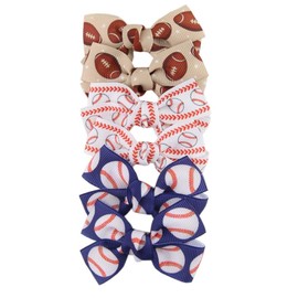 6Pcs Football Hair Bow Clip Baby Girls Sport Soccer Bow Hair Clip Infant Toddler Bowknot Hair Bow, Soccer Gifts for Girls Soccer Team ZFJ47 (Softball Set)