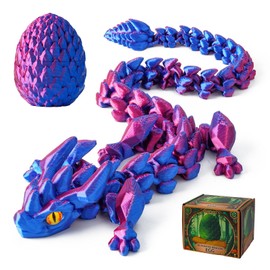 FYEFKJSA - Huevos de dragón impresos en 3D con dragón en el interior, 12 pulgadas, animales articulados impresos en 3D, regalo decorativo interesante, cesta de Pascua (morado láser)