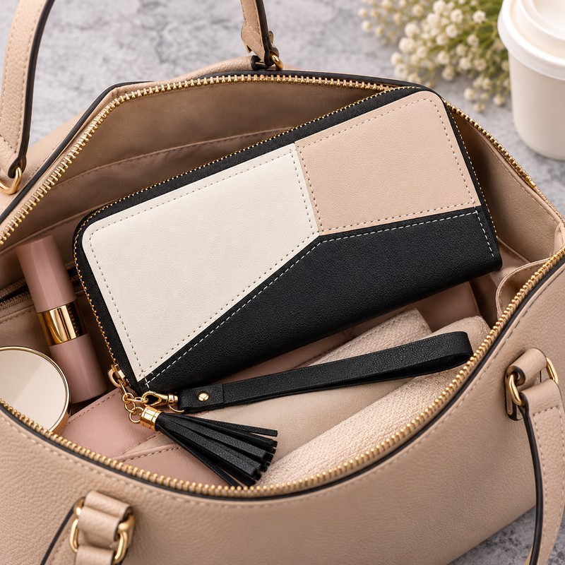 Women's Long Zipper Wallet for Everyday Organization – PU Leather