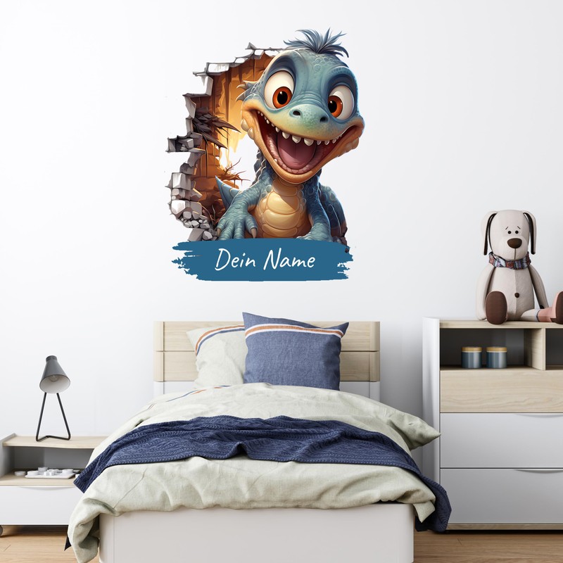 GRAZDesign Dinosaurier Wandtattoo mit Namen personalisiert Dino für Kinderzimmer Junge