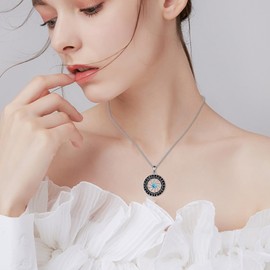 VONALA Sun Necklace 925 Sterling Silver Vintage Turquoise Pendant Jewelry for Women