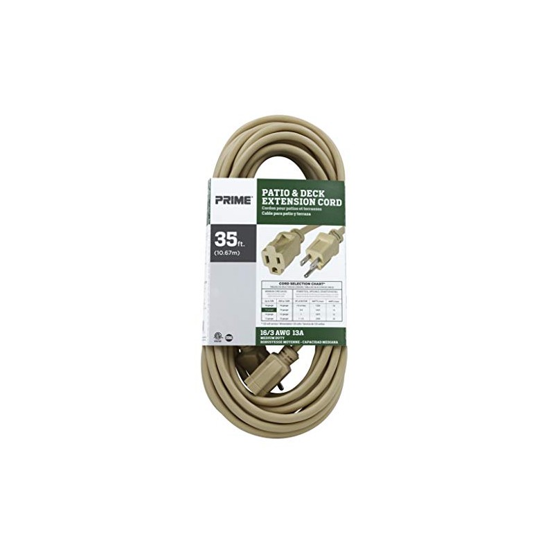 Prime EC884627 35-Foot 16/3 SJTW Patio and Deck Extension Cord,