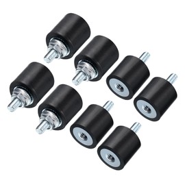 uxcell 8pcs M4x10mm Rubber Isolator Mounts with Studs 15x15mm Male Female Vibration Shock Absorber Zinc Plated Cylindrical Thread Mounts Anti Vibration Isolators with 8pcs M4 Lock Nuts