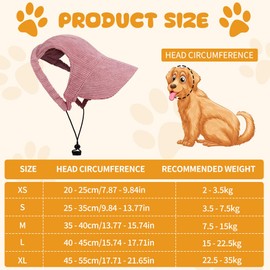 OFFCUP Dog Baseball Cap, Adjustable Summer Dog Sun Protection Hat with Ear Holes, Pet Cat Hat Visor Cap, Lightweight Puppies Bucket Hats for Puppy Small Medium Large Dogs Cats (Pink, L)