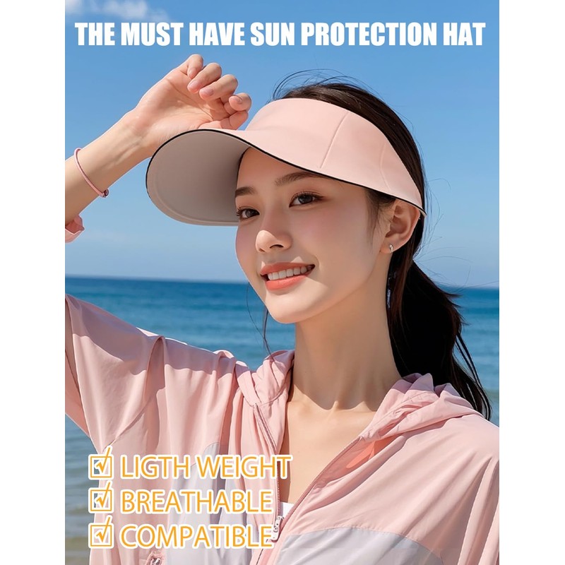 63g ONLY Ultra-Lightweight Foldable Sun Visor Hat, Two Sides Wearing,