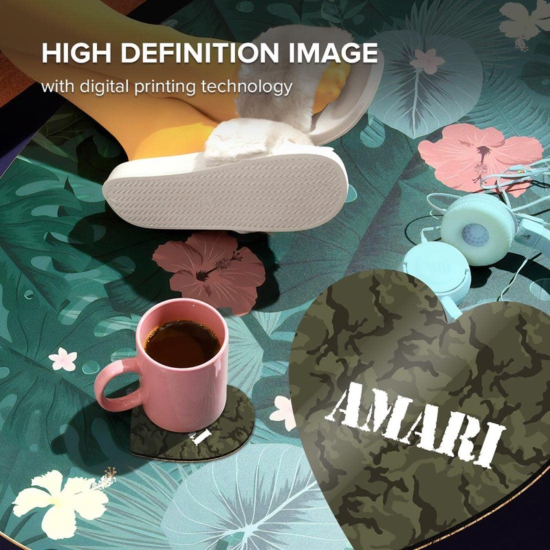 1 x Heart Coaster - Name Amari Camouflage Army Military