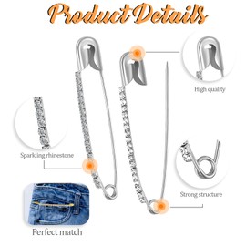 24Pcs Silver Rhinestone Safety Pins Gold Brooch Sweater Shawl Clips Women Brooch Pins Faux Crystal Pearl Brooches Safety Pins for Women or Sweater Scarf Lapel Hat Accessories