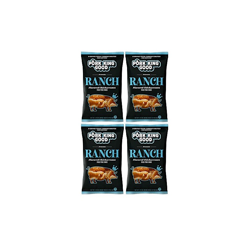 Pork King Good Ranch Pork Rinds (Chicharrones) (4 Pack) Snacks