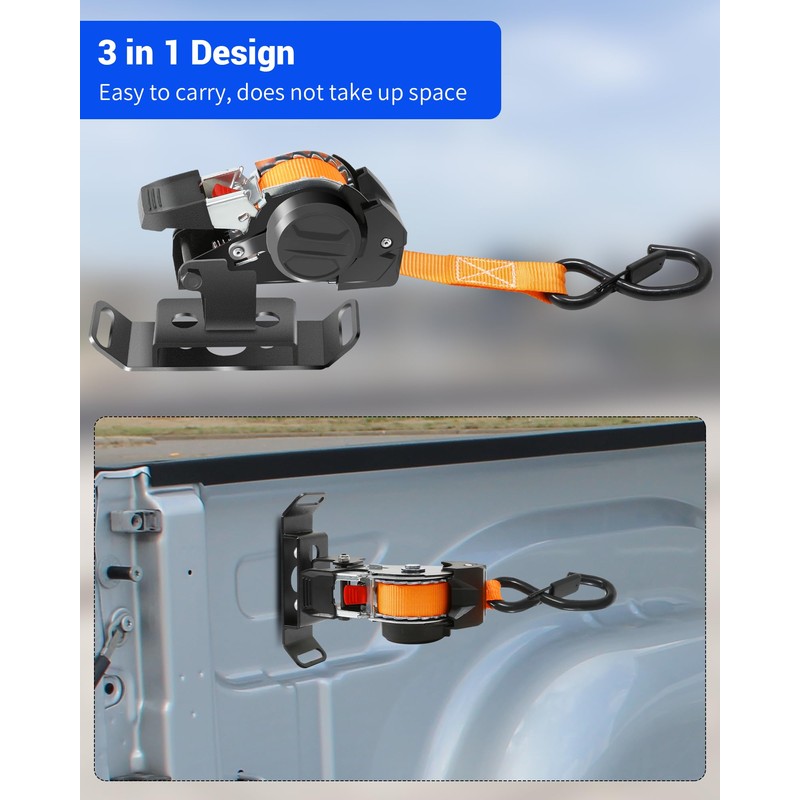 2PCS Retractable T-Slot Tie Down Ratchet Strap for Models with