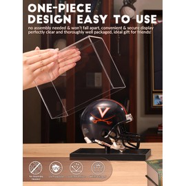 JupDec Mini Helmet Display Case, Acrylic Clear 1/2 Football Baseball Helmet Showcase, UV Protection Souvenirs and Collectibles Box with Solid Wood Base & Riser, Ideal Gift for sports enthusiast, Black