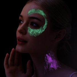 Teenitor 12 Colors Fine Face Glitter Gel Body Glitter Gel, Glow in The Dark Glitter Gel, Glow in The Dark Face Paint, UV Black Light Glitter, Face Sparkles for Raves Concerts Festivals