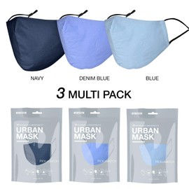 Basic Sense 3 Packs – 100% Cotton Washable Reusable Skin Friendly Plain Face Coverings Masks (Blue 3 Pack)
