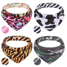 PAWCHIE Dog Bandanas Small Reversible Styles Pet Triangle Scarf Bibs - Adjustable with Two Snaps - Kerchief Set Accessories for Dogs, Puppy, Cats, S