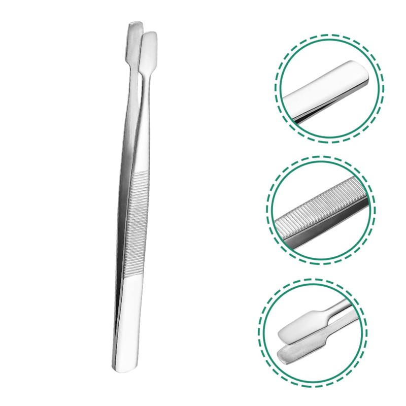 VILLFUL 15pcs Stainless Steel Flat Head Tweezers for False Lashes