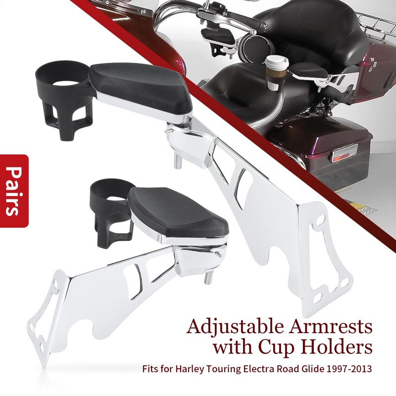 Kiawnia Rear Passenger Armrests with Adjustable Cup Holders for 1997-2013