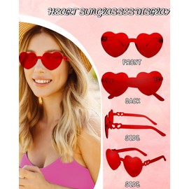 AOOFFIV 4PCS Heart Shaped Sunglasses Candy Color Heart Glasses Heart Sunglasses for Bachelorette Birthday Party Favor
