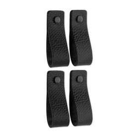 Brute Strength - Leather Handles for Furniture - Black - 4 Pieces - 16.5 x 2.5 cm - Cabinet Handle, Door Handle for Kitchen, Bathroom, Cabinets, Dresser, Wood