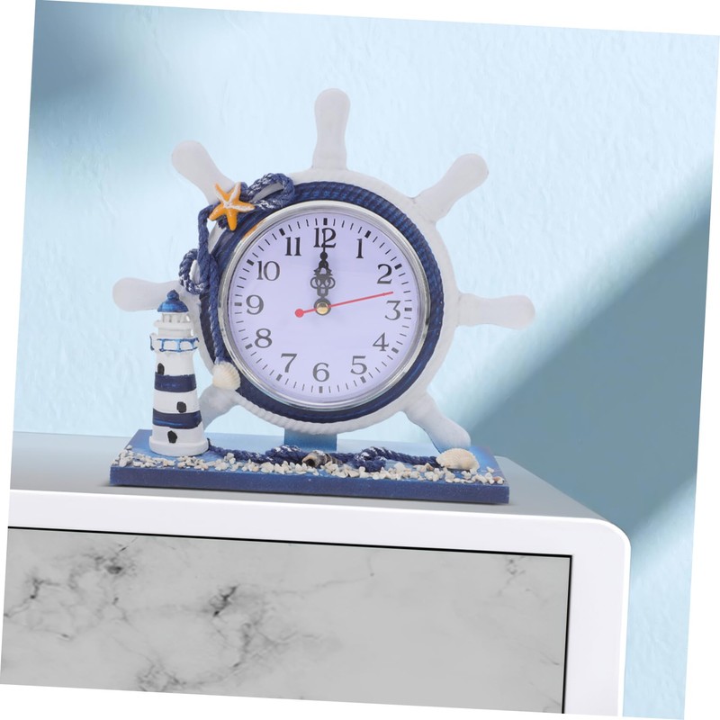 Mobestech 1Pc Nautical Style Clock Creative Lighthouse Design for Living