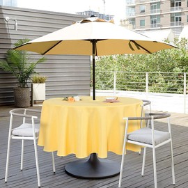 SARAFLORA Outdoor and Indoor Tablecloth -60 inch Round, Yellow Wrinkle Free Washable Waterproof Table Cloth with Umbrella Hole and Zipper Round Table Cover for Spring/Summer/Patio/Picnic/BBQS/Party