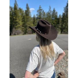 Western Cowboy Hat for Men Women Classic Fedora Hat with Buckle Belt (Size:M-L)