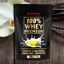 Activlab 100% Whey Premium, 500 g - 16 Servings of 23 g Whey Protein Powder - With 6.9 g BCAA for Muscle Building and Recovery - Contains Glutamine - Low Sugar, Low Fat - Vanilla Flavour
