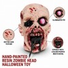 Realistic Zombie Head Sculpture - Halloween Horror Decor with Glowing